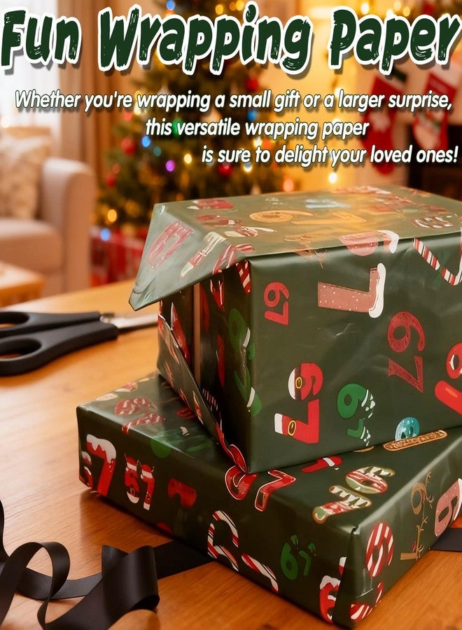Treayes 67 Christmas Wrapping Paper, 30x36inch 67 Meme Christmas Gift Wrap,2025 Funny 6 7 Holiday Gift Wrap for Xmas,Holiday, Birthday, Year-Round DIY Crafts - Image 2